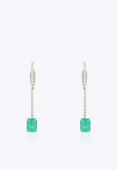 Vivid Jewelers Special Order - Certified Colombian Emerald Line Earrings With Convertible Studs In Green