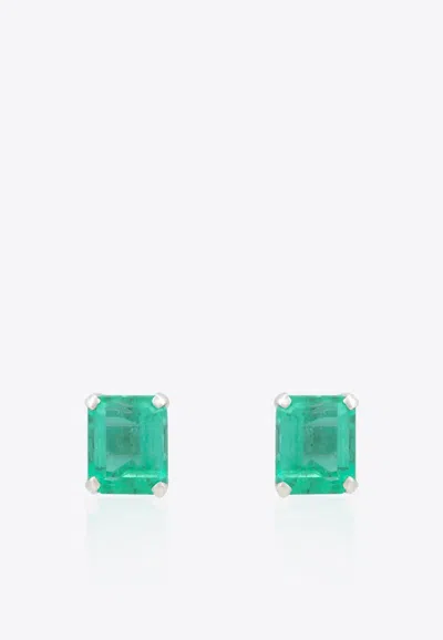 Vivid Jewelers Special Order - Certified Colombian Emerald Studs In Brown