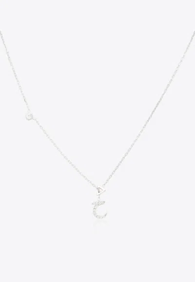 Vivid Jewelers Special Order- Bespoke Arabic Letter ح Necklace In White-gold And Diamonds