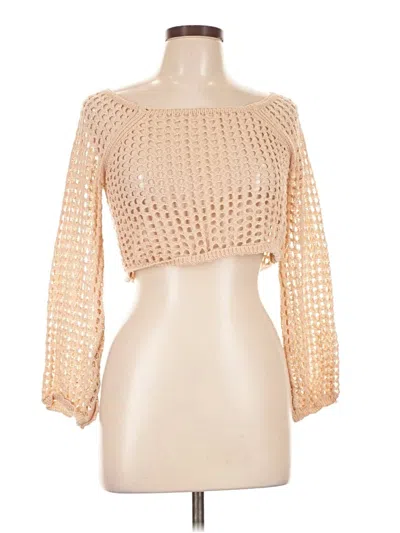 Pre-owned Vivid Long Sleeve Blouse In Tan