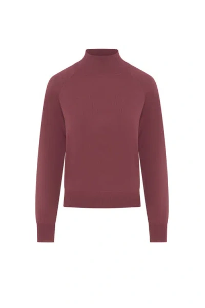 Vivid Raglan Mock Neck Viscose Nylon Knit Sweater In Red