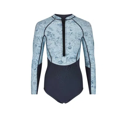 Vivida Women's Black / Blue Linda Reversible Wetsuit - Graphite / Map Of Dreams In Black/blue