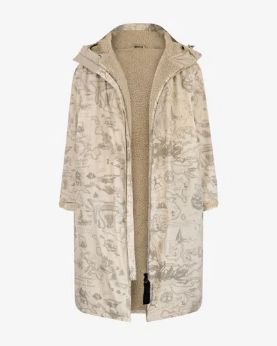 Vivida Women's Neutrals All Weather Sherpa Changing Robe - Desert Sand Map Of Dreams