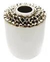 Vivience 10in White Ceramic Vase Gold Design In White