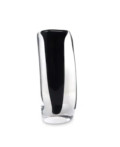 Vivience 11.5"h Black Inner Double Wall Glass Vase In Clear,black