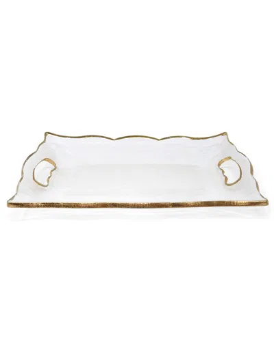 Vivience 11.5in Rectangular Glass Tray With Handles In Gold
