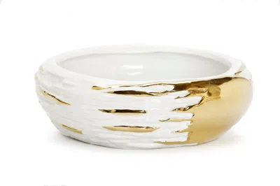 Vivience 11"d White And Gold Fruit Bowl