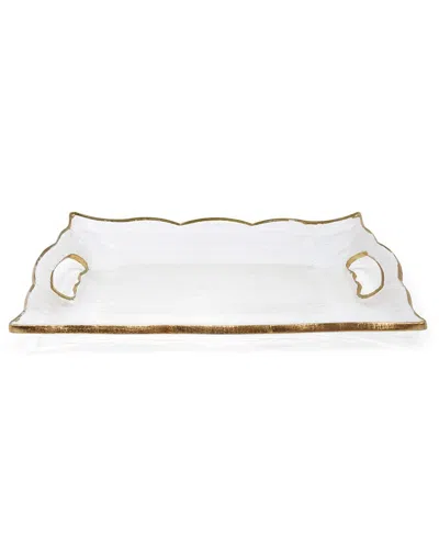 VIVIENCE VIVIENCE 13.75IN RECTANGULAR GLASS TRAY WITH HANDLES