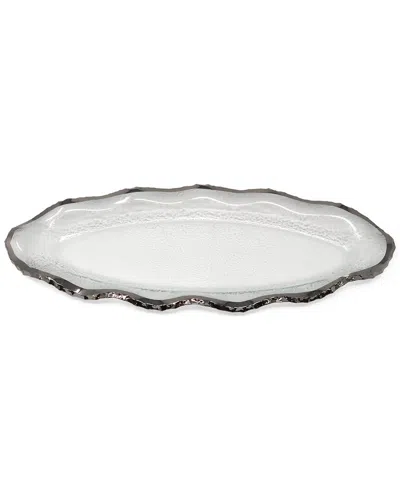 Vivience 14in Glass Plate With Scalloped Rim In Multi