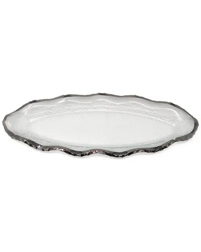 Vivience 14in Glass Plate With Scalloped Rim In White