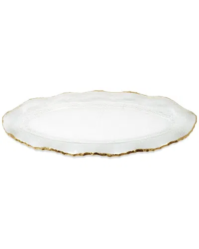 Vivience 18in Glass Plate With Scalloped Rim