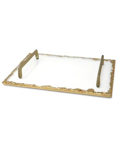 Vivience 19.75in Glass Tray In White