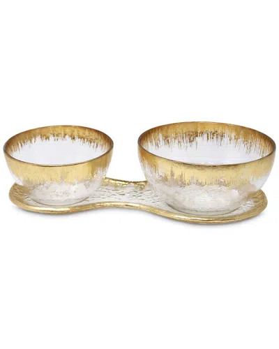 Vivience 2-bowl Relish Dish On Tray In Gold