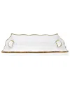 Vivience 20in Rectangular Glass Tray With Handles In White