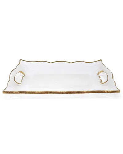 Vivience 20in Rectangular Glass Tray With Handles In White
