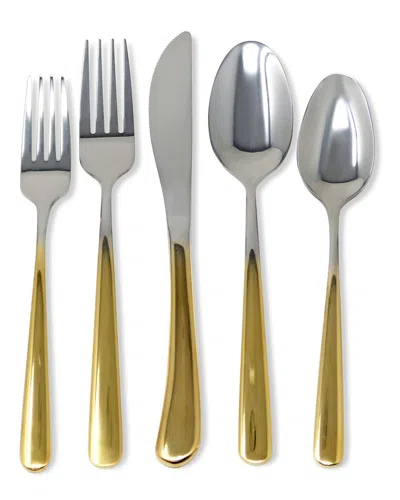 Vivience 20pc Colorblock Flatware Set In Gold