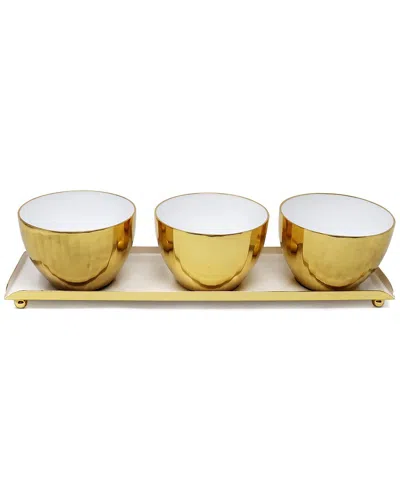 Vivience 3 Bowl Relish Dish In Gold