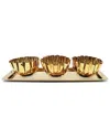 Vivience 4pc Bowls & Stainless Steel Tray Set In Gold