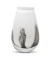 Vivience 6.5"h White With Black Strokes Glass Bud Vase In Clear,black,white