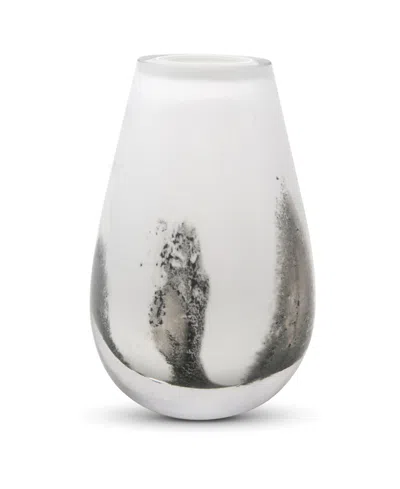 Vivience 6.5"h White With Black Strokes Glass Bud Vase In Clear,black,white