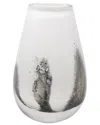 Vivience 6.5"h White With Black Strokes Glass Bud Vase