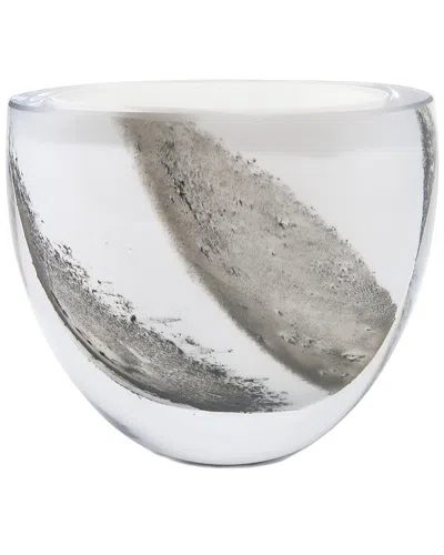 Vivience 6in Glass Shallow Vase In Gray