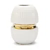Vivience 8in White Ceramic Vase Gold Center Design