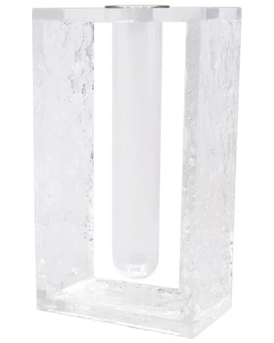 Vivience 8.75in Tube Inlayed Acrylic Vase In White