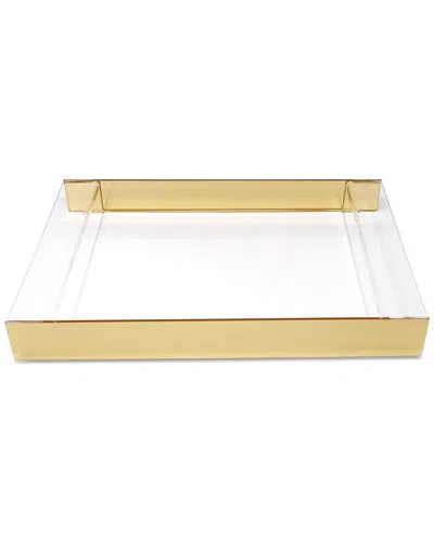 Vivience Acrylic Rectangular Tray With 2 Gold Sides