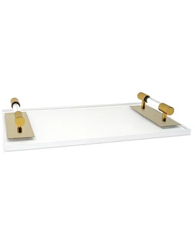Vivience Acrylic Tray With Handle Accent In White