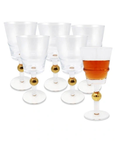 Vivience Ball On Stem Wine Glasses, Set Of 6 In Clear,gold