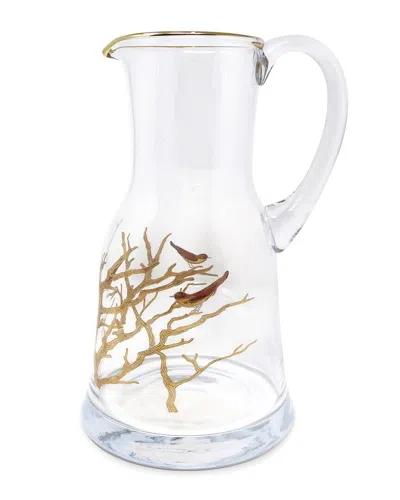 Vivience Bird Design Glass Pitcher In Gold