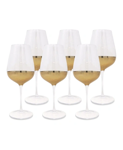 Vivience Bottom Water Glasses, Set Of 6 In Clear,gold