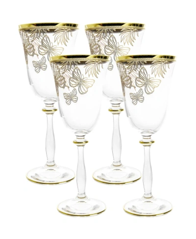 Vivience Butterfly Design Water Glasses 8.75 Oz, Set Of 4 In Gold