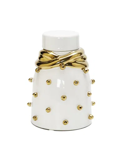 Vivience Ceramic Jar With Elegant Detail And Studded In Multi