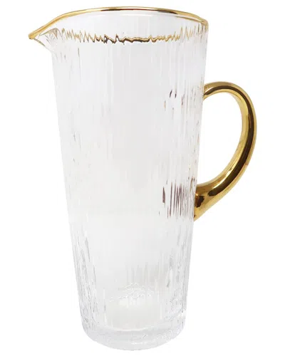 Vivience Clear Pitcher With Handle & Rim Detail In White