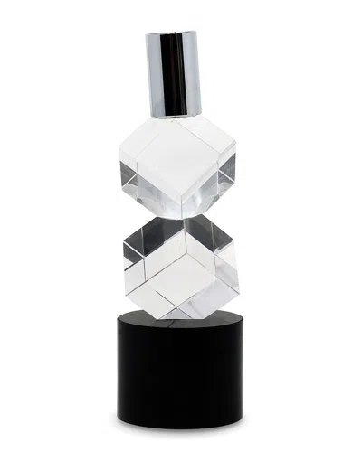 Vivience Crystal Candlestick With Diagonal Design In Transparent