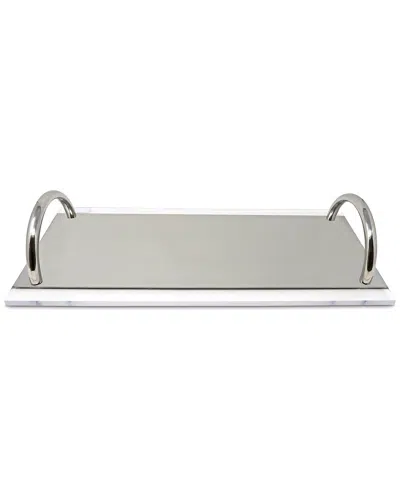 Vivience Decorative Tray With Handles In Gray