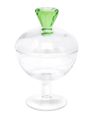 Vivience Diamond Shape Handle Glass Jar In Animal Print