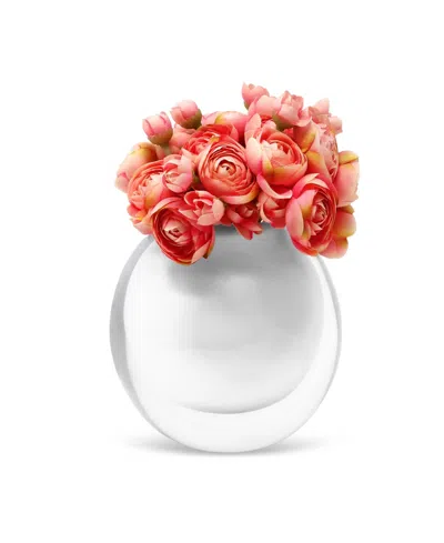 Vivience Double Wall, Inlay Glass Vase With Pink Flowers In Clear,white