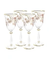 Vivience Floral Design Wine Glasses 6.25 Oz, Set Of 4 In Multi