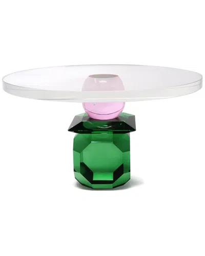 Vivience Glass Cake Plate In Green