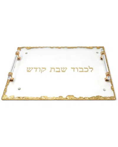 Vivience Glass Challah Tray In Gold