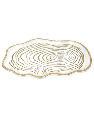 Vivience Glass Oval Tray In Gold