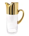 Vivience Glass Pitcher With Gold Handle And Top In Gold