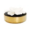 Vivience Glossy Gold Hemispheric Shape Diffuser With White Flower, "english Pear & Freesia" Scent