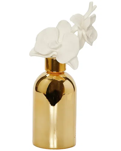 VIVIENCE VIVIENCE GOLD BOTTLE DIFFUSER WITH GOLD CAP & WHITE FLOWER