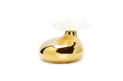 Vivience Gold Diffuser With Dimensional White Flower, "iris And Rose" Aroma
