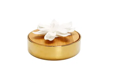 Vivience Gold Hemispheric Shaped Diffuser With White Flower, "lily Of The Valley" Aroma