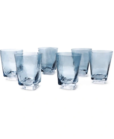 Vivience Hammered Dof Glasses, Set Of 6 In Blue
